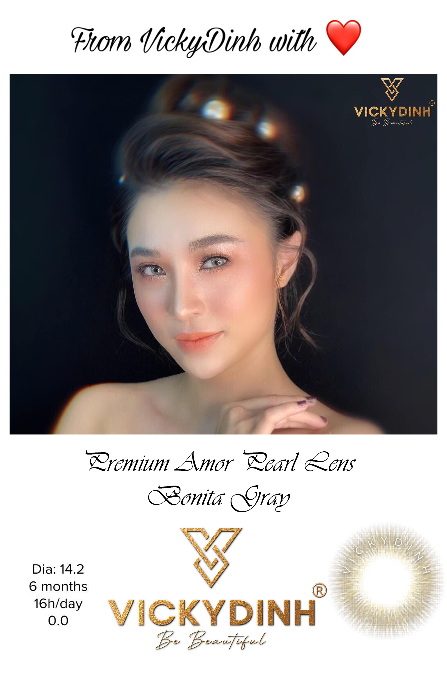 Premium Amor Pearl Lens Bonita Gray